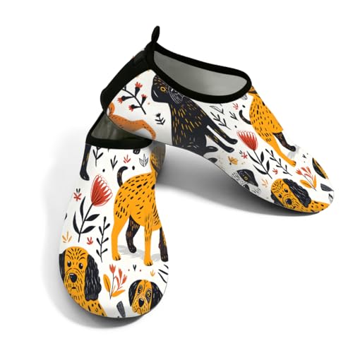 Zapatos de agua para mujeres y hombres, zapatos de playa con estampado de flores, calcetines de natación de secado rápido, Cachorro manchado de flores, 39.5/40 EU