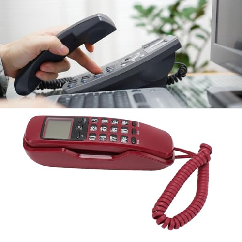Teléfono de pared con cable, pantalla HD, teclas cómodas, rojo miniatura 5
