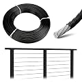 Muzata 165ft Black Vinyl Coated Wire Rope 1/8" Overmolded to 3/16" for 1/8" Black Cable Railing System Stainless Steel Aircraft Cable 7x7 Strand Indoor Outdoor Decking Stair Balustrade DIY WR17 WP1