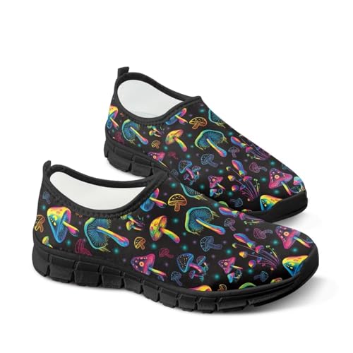 Howilath Hummingbird & Mushroom Slip on Shoes Women Casual Sport Shoes No Laces Running Sneakers with EVA Sole3
