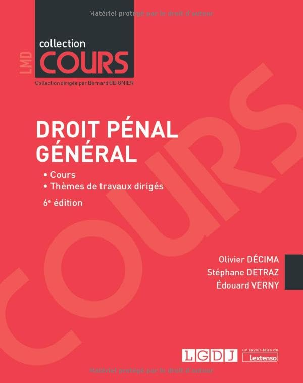 Droit pénal général: Cours - Thèmes de travaux dirigés