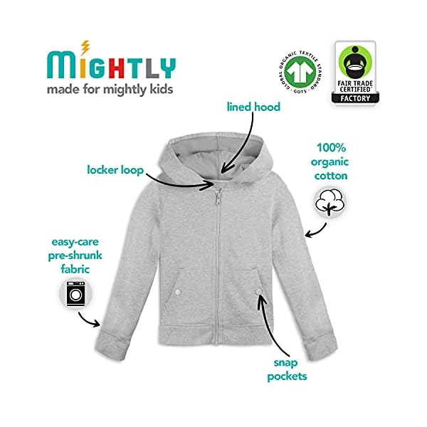 Mightly Fleece Zip Hoodie | Boys & Girls’ Organic Cotton Hooded Sweatshirts w/Pockets, Fair Trade Certified for Toddler&Kids - Image 5