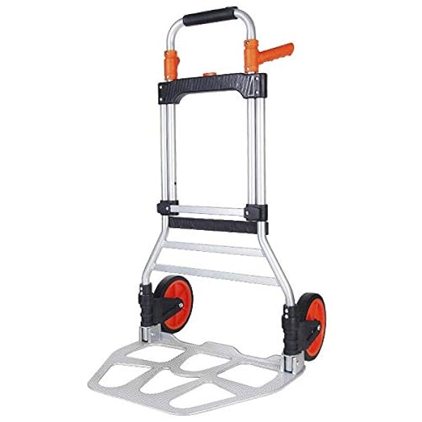 Stalen opvouwbare trolley op wielen, inklapbaar met antilek rubberen wielen en opvouwbare steekwagen met een capaciteit van 150 kg voor het verplaatsen van zware voorwerpen in de tuin en (stijl #4)