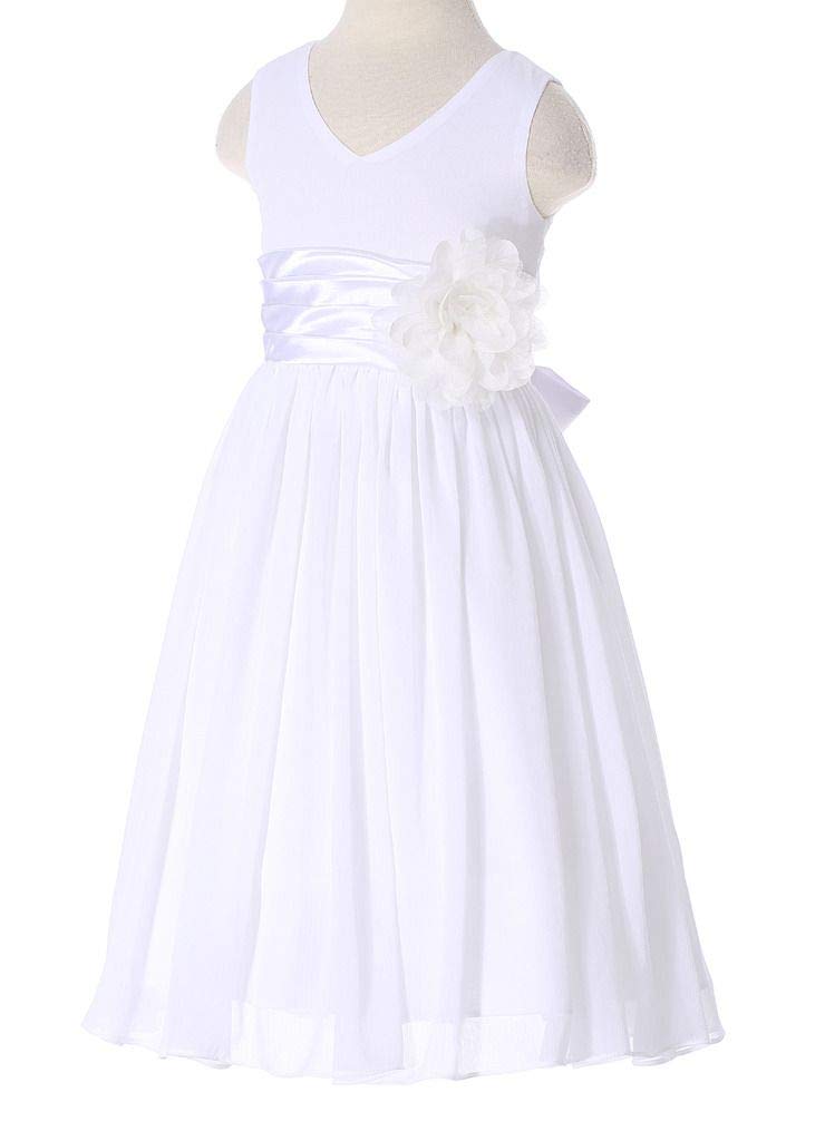 HAPPY ROSE Junior Bridesmaids V-Neckline Chiffon Flower Girl Dress — view 3