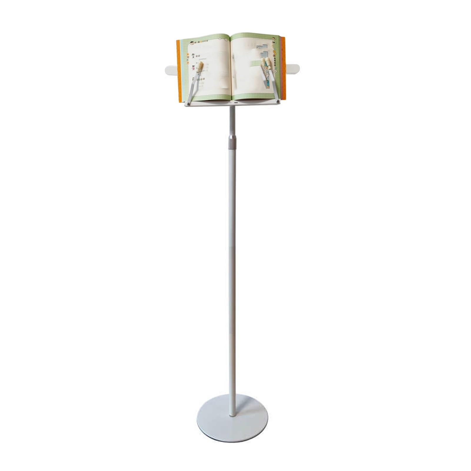 Support de livre réglable sur pied avec clips de page, podium réglable en hauteur pour ordinateurs portables, livres de cuisine ou projecteurs