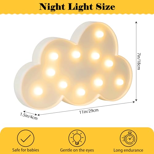 Night Light for Kids, Cloud LED Lamps for Boys and Girls Bedroom Desk Wall Decor, Kawaii Beside Nursery Nightlight, Cute Stuff Light Gifts for Breastfeeding Toddler Baby (Multi-Shape) - Image 3
