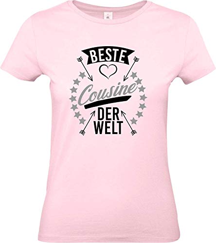 Shirtstown Mujer Camiseta, Mejor Primo de el Mundo, Familia - Rosa, M