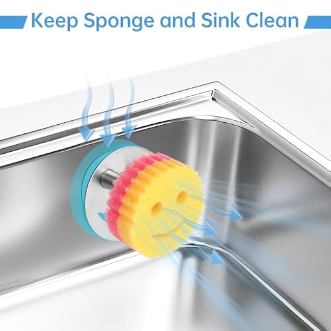 Stainless Steel Smiley Face Sponge Daddy Holder, Brushed Silver Sink Caddy Organizer with Suction Cup Installation for Kitchen, Keep Happy Face Sponge Clean and Dry