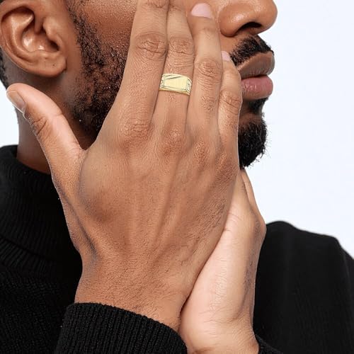 IceCarats 14K Solid Yellow Gold Mens Custom Engraved Signet Ring Handmade Personalized Monogram Initial Letter Band4