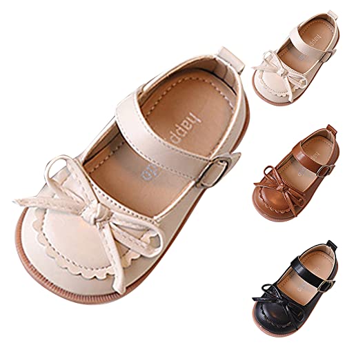 Size 5 Boots Girls Children Casual Shoes Girls Leather Shoes Flat Bottom Round Toe Solid Color Bow Hook Loop3