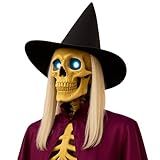 Soulchen 12 ft Halloween Skeleton Accessories Skeleton Witch Hat with Wig Outdoor Giant Costume Clothing Accessories for Halloween Garden Lawn Outdoor Decor