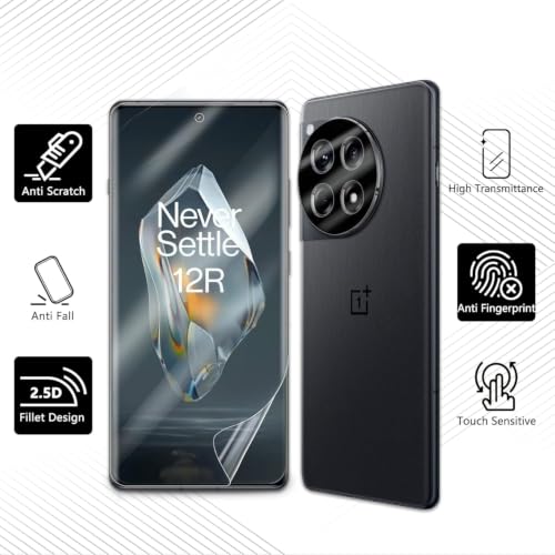 Image of Uyiton 2 Pack Screen Protector for OnePlus 12R (6.78-inch Curved Display) | HD Clear Flexible Film | Bubble-Free Easy Installation | Scratch Resistant | Case Friendly