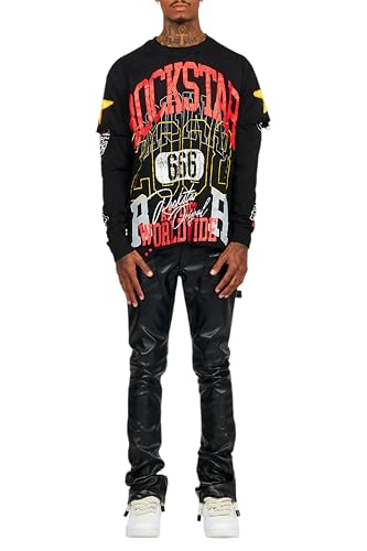 Men's Quatz Leather Stacked Flare Jean