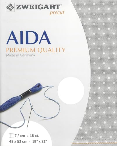 Image of Wizardi Fein-Aida Petit Point 18 Count Gray with White Points. Needlework Canvas, Cross-Stitch Fabric, Embroidery Cloth, Needlepoint Canvas. 3793 /7349 Precut Zweigart