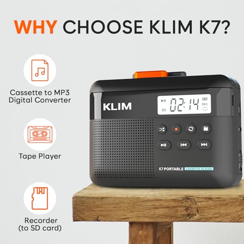 image for KLIM K7 Cassette Tape Player - Cassette to MP3 Converter - Portable - 