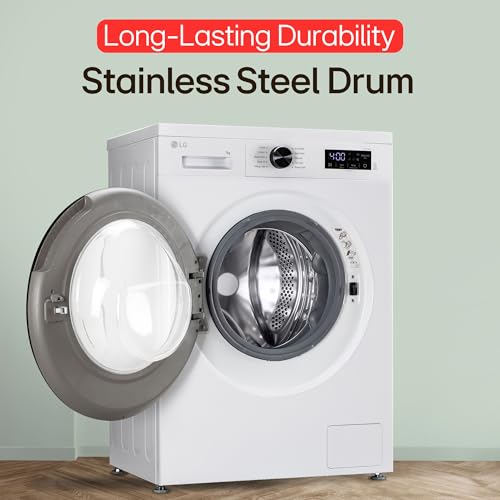 Image of LG 7 Kg 5 Star Steam, Inverter Direct Drive Technology, 6 Motion DD, Fully-Automatic Front Load Washing Machine (FHB1207Z2WB, In-Built Heater, Dial + Full Touch Buttons & LED Display, Essence White)