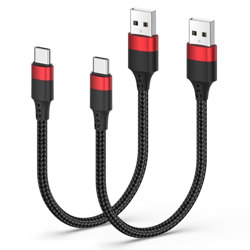 Short USB to USB C Cable 2 Pack USB C Cable 1ft Braided 12 inch Short USBC Cable 3A Fast Charging for iPhone 17 16 15 Pro Max Samsung Galaxy S25 S24 S23 Pxiel 10 9