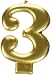 amscan Birthday Celebration, Numeral #3 Metallic Candle, Party Supplies, Gold, 3 1/4"