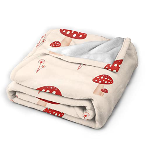 remzoke Mushroom Blanket for Girl Women Soft Warm Red Mushroom Stuff Decor Fl...