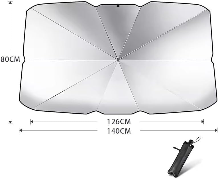 Hoala Hoala Araç İçi Ön Cam Güneşliği, Katlanabilir Şemsiye Şeklinde Otomobil Ön Cam Güneşliği,%99 Etkin Koruma, Otomobil, SUV, (140 X 79 CM) - Görsel 5