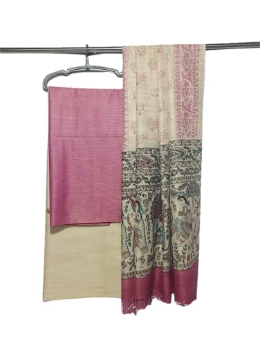 Image of ZERATEX Cotton Silk Hand Crafted Unstitched Suit Set for Women with Dupatta | Cotton Silk Salwar Suit Dress Material for Women & Girls | Top - 2.5 M, Bottom - 2.50 M & Dupatta - 2.5 M