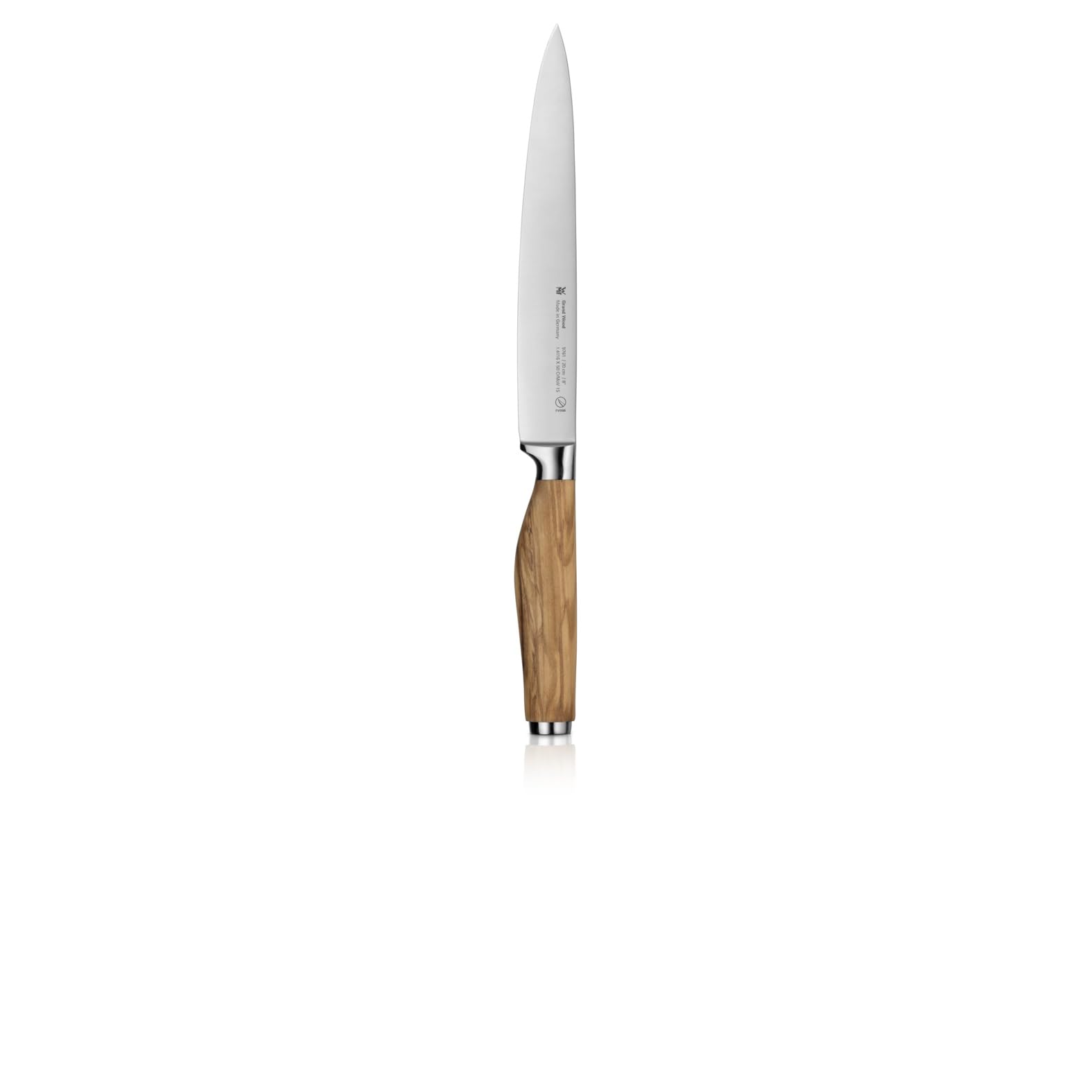 WMF Grand Wood Fleischmesser 33,4 cm, Messer Holzgriff, Made in Germany, Olivenholzgriff, Messer geschmiedet, Küchenmesser Spezialklingenstahl, Performance Cut, einzigartiger Griff, Klinge 20 cm