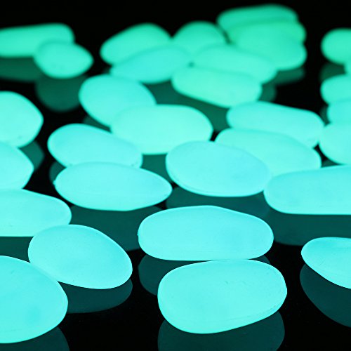 Image of Shiny Stone Glow in the Dark Pebbles, Blue Green, 3-4cm | 400g /14.1oz