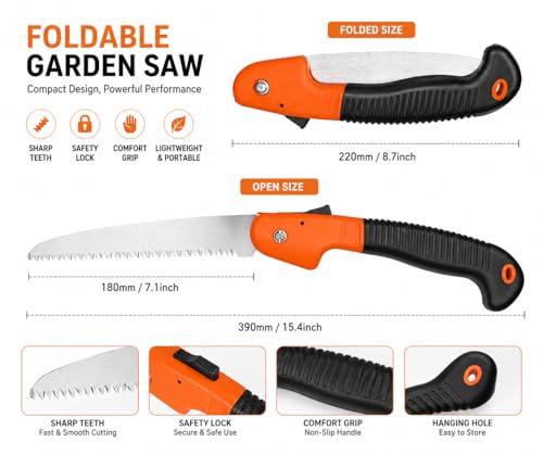 Image of Heavy Duty Plant Cutter - Outdoor Hacksaws, 18 cm Steel Blade, Folding Saw for Patio Repair & Travel Camps (PACK OF 2)
