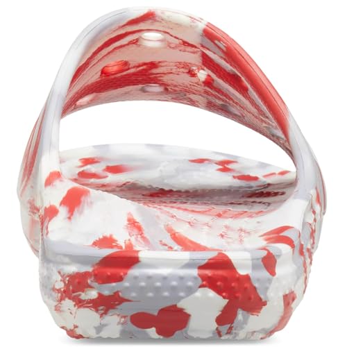 Image of Crocs Unisex-Adult Synthetic Classic Marbled Slide Flm /WHI Slide - 9 UK (206879-884-M10W12) Flame /White