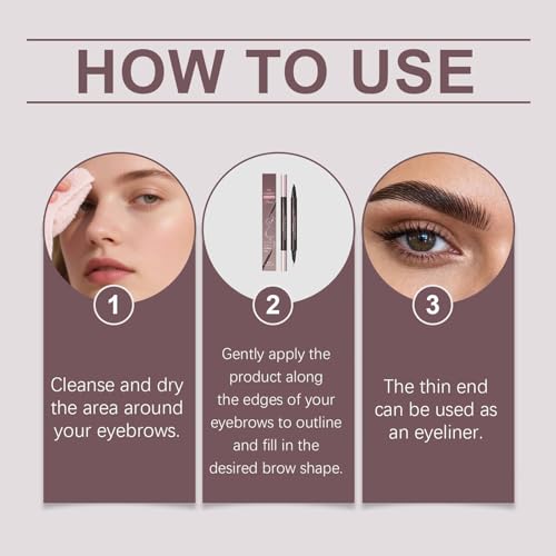 Brow Pen - 2-In-1 Double Ended Liner | Eye Pencil for Beauty Makeup Women Girl Dating Party Gathering, Precise Brow Shaping and Smooth Eyeliner with Long-Lasting Wear – Image 6