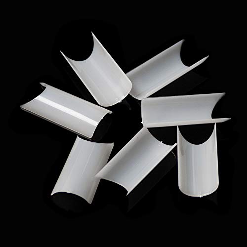 krofaue 500Pcs False Nails Tips Acrylic Artificial Nail Tips C Curve 10 Sizes With Bag for Nail Art Salons and Home DIY (Natural #1)