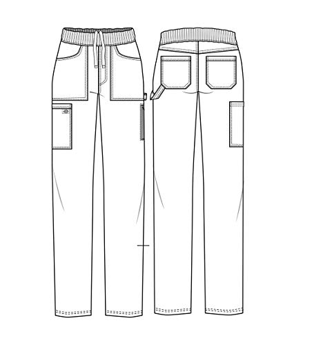 Dickies Women Scrub Pull-on Pant Mid Rise Tapered Leg Bottoms with 6 Pockets & Rib-Knit Waistband DK135P, S Petite, Black - image 7