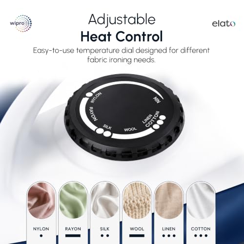 Image of Wipro Elato GD 104 Glide Automatic Electric Dry Iron 1000 Watt With LED Indicator | Anti Bacterial German Teflon Coated Soleplate | Temperature Control | Quick Heat Up - 1000 Watts, White with Blue.