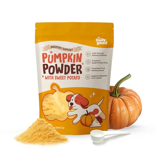Image of Pumpkin Powder for Dogs - High Fiber Digestive Support with Pumpkin & Sweet Potato - Relieves Diarrhea, Constipation, Upset Stomach - Food Topper or Mix with Water - 8 oz