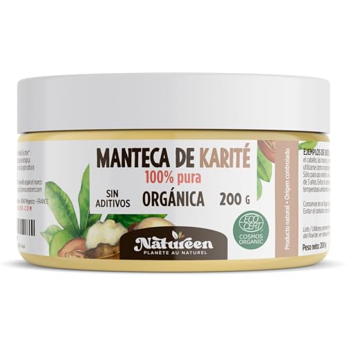 Manteca de Karité Ecológica 200 g - 100% Vegetal - Sin aditivos - Sin Refinar - para Cuerpo - Cara - Piel - Pelo- Uñas - Cabello