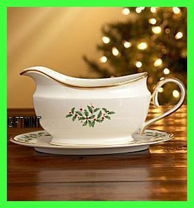 Lenox HOLIDAY GOLD GRAVY SAUCE BOAT & STAND