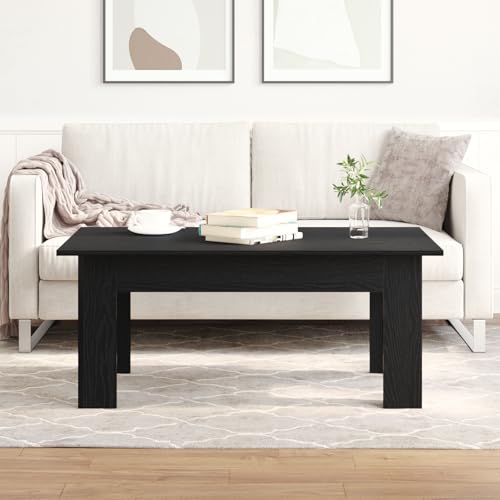 Table basse moderne robuste chêne noir 100 cm stable - 2