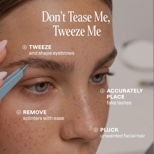 Image of Cliganic Tweezers For Eyebrows, Women Facial Hair & Men, Set of 4 With Case