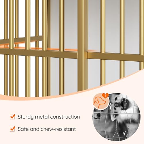 HOOBRO Dog Crate Furniture, 36.6" Heavy Duty Dog Kennel with Sliding Barn Door, Wooden Dog Cage Indoor, Decorative Side End Table for Small/Medium Dogs, White and Gold GD162GW03G1 - Image 8