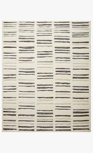 Image of Modern Pattern Wool Carpet with Loop Texture Yarn Anti Shedding Carpet Size 6x9 Feet C1 Ivory & Brown Color