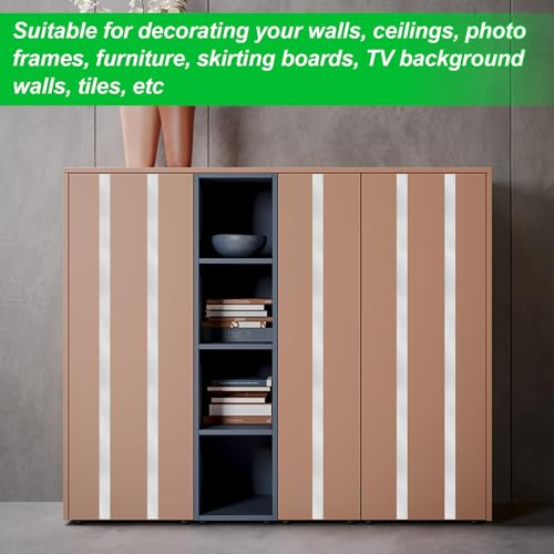 6 m Zierleiste Selbstklebend Edelstahl, 25 mm Breit Selbstklebende Leisten Metallleiste, Silber Zierstreifen, Chromleiste Selbstklebend, für Wand Spiegel Möbel Türen