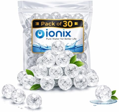 IONIX Pack of 30 Antiscalant Solid Balls, Convert Hard to Soft Water, Food Grade Material, Anti Scaling Balls for RO, for Tank, for Washing Machine, 30 Pieces, Transparent