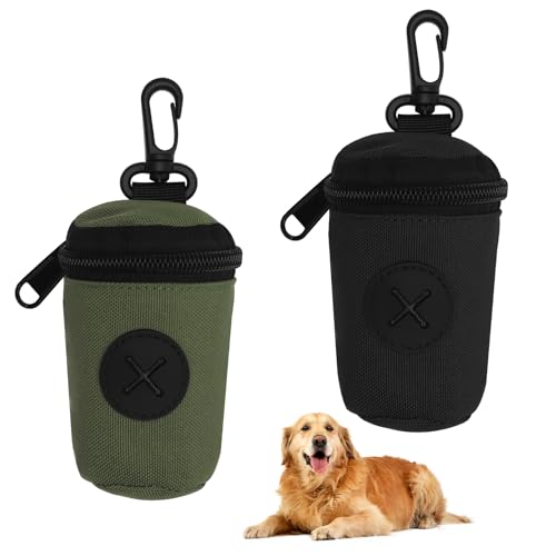 Porta Sacchetti Cane 2 Pezzi, Porta Bustine Cane Cacca da Guinzaglio, Dispenser Sacchetti per Cani con Moschettone, Leggero e Impermeabile