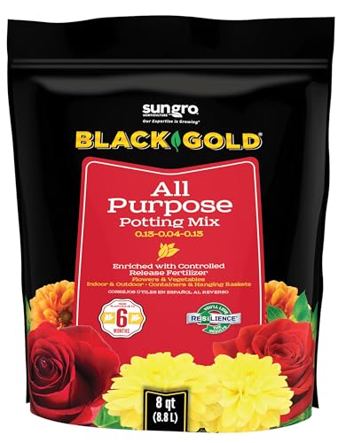 Sun Gro Horticulture 8-Quart Black Gold 1310102 Purpose Potting Soil With Control, Brown/A
