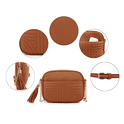 Image of EVVE Quilted Crossbody Bags for Women - Stylish Camera Bag with Tassel - Lightweight Medium Size Shoulder Purse