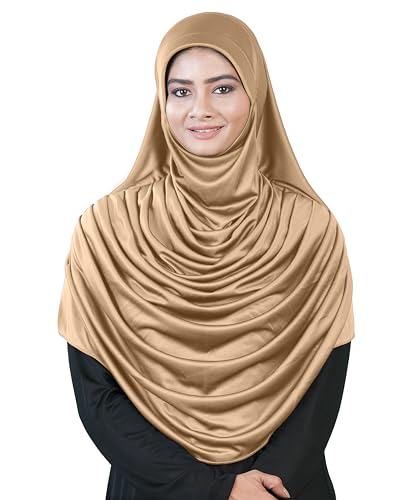 Image of Mehar Hijab Stretchable Frilled Hijab Scarf for Muslim Women | Soft Polyester Stylish Hijab for Women & Teenagers Faeezah Hijab