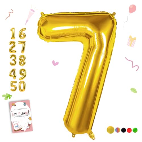 Smlpuame 40 inch Number Balloon 0-9 Gold Large Number 7 Balloons,Digital Balloons for Birthday Party...
