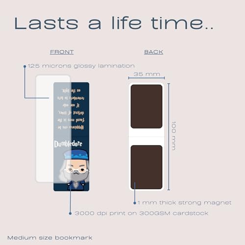 Image of Dia & Tia - Elegant & Durable Harry Potter Themed Magnetic Bookmarks Set � Nature, Fantasy, Inspirational Quotes, and More (HP - Professors, Medium - 3.5x11 cm)