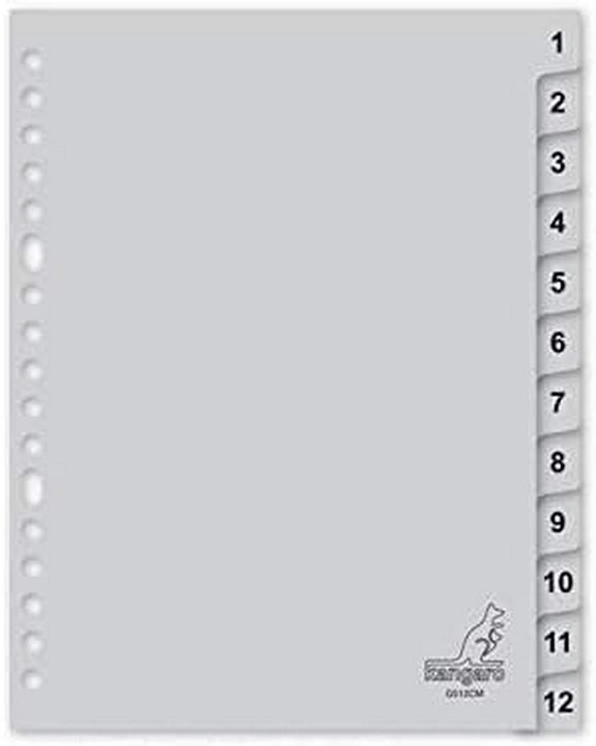 Kangaro Kangaro Register A5 cijfers PP 120 Micron 17r 12 Pieces Grey