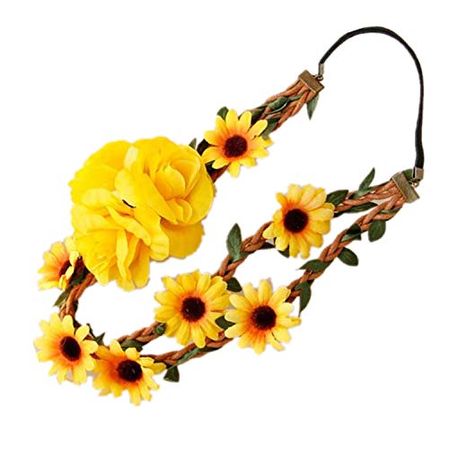 ODETOJOY Corona de Girasol, Diadema de Girasol Grande, halo de Girasol, Corona de Flores Caídas Cover